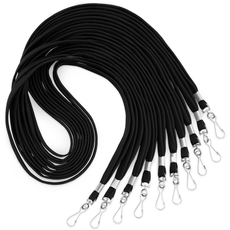 MIFFLIN-USA Bulk Flat Lanyards for ID Badges (Black, 36 Inch, 100 Pack), Comfortable Neck Straps - Image 1